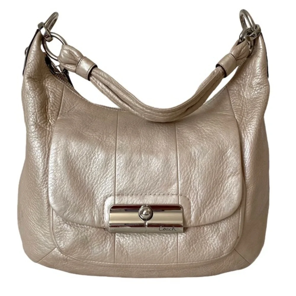Coach KRISTIN Hobo Metallic Leather Bag/Purse Gold / Tan